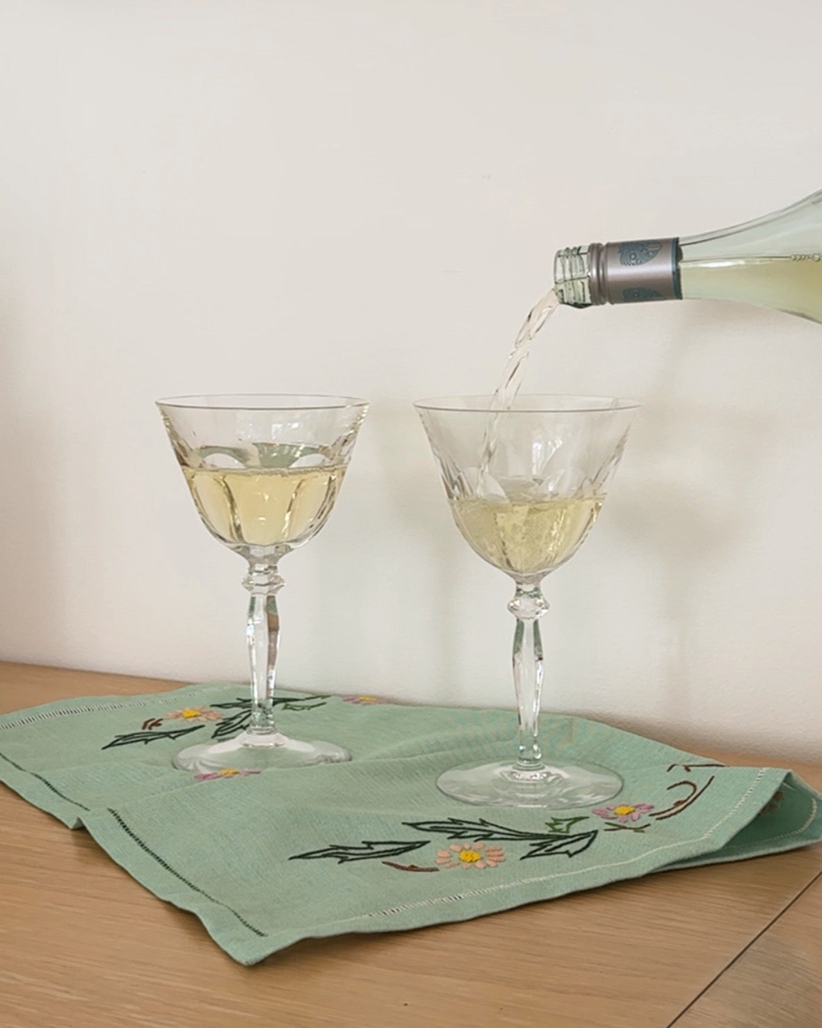 Vintage 1960’s Crystal Wine Glasses, Set of 2