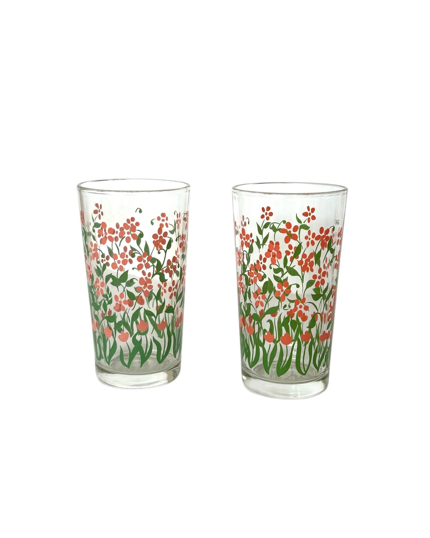 Vintage Flower Glasses, Set of 2