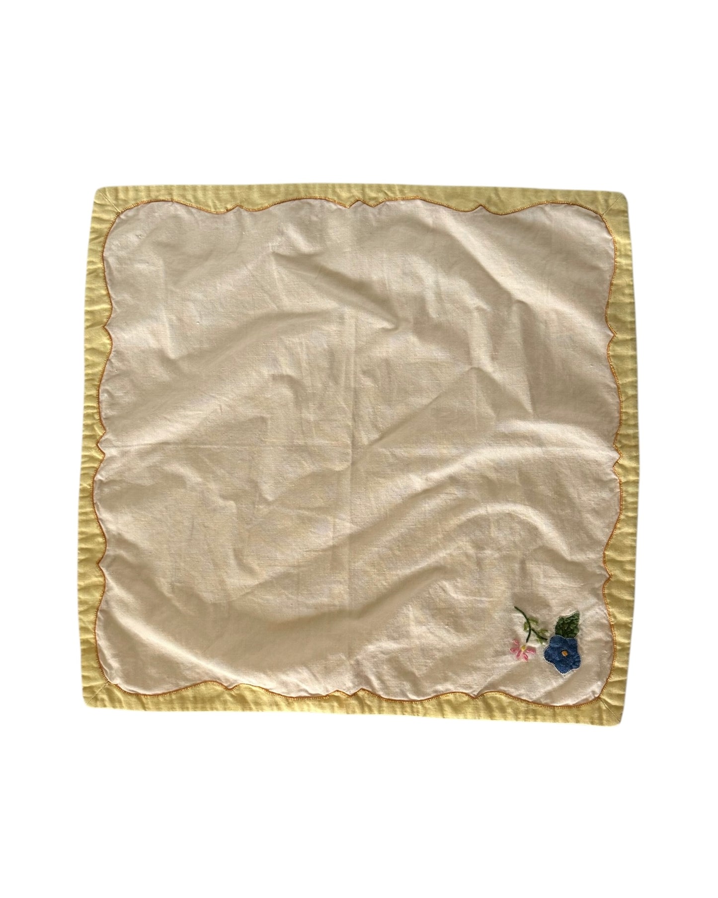 Vintage Embroidered Flower Napkins, Set of 4
