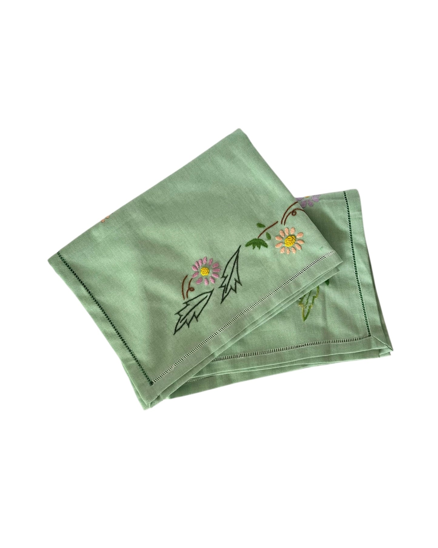 Vintage Embroidered Napkins, Set of 2