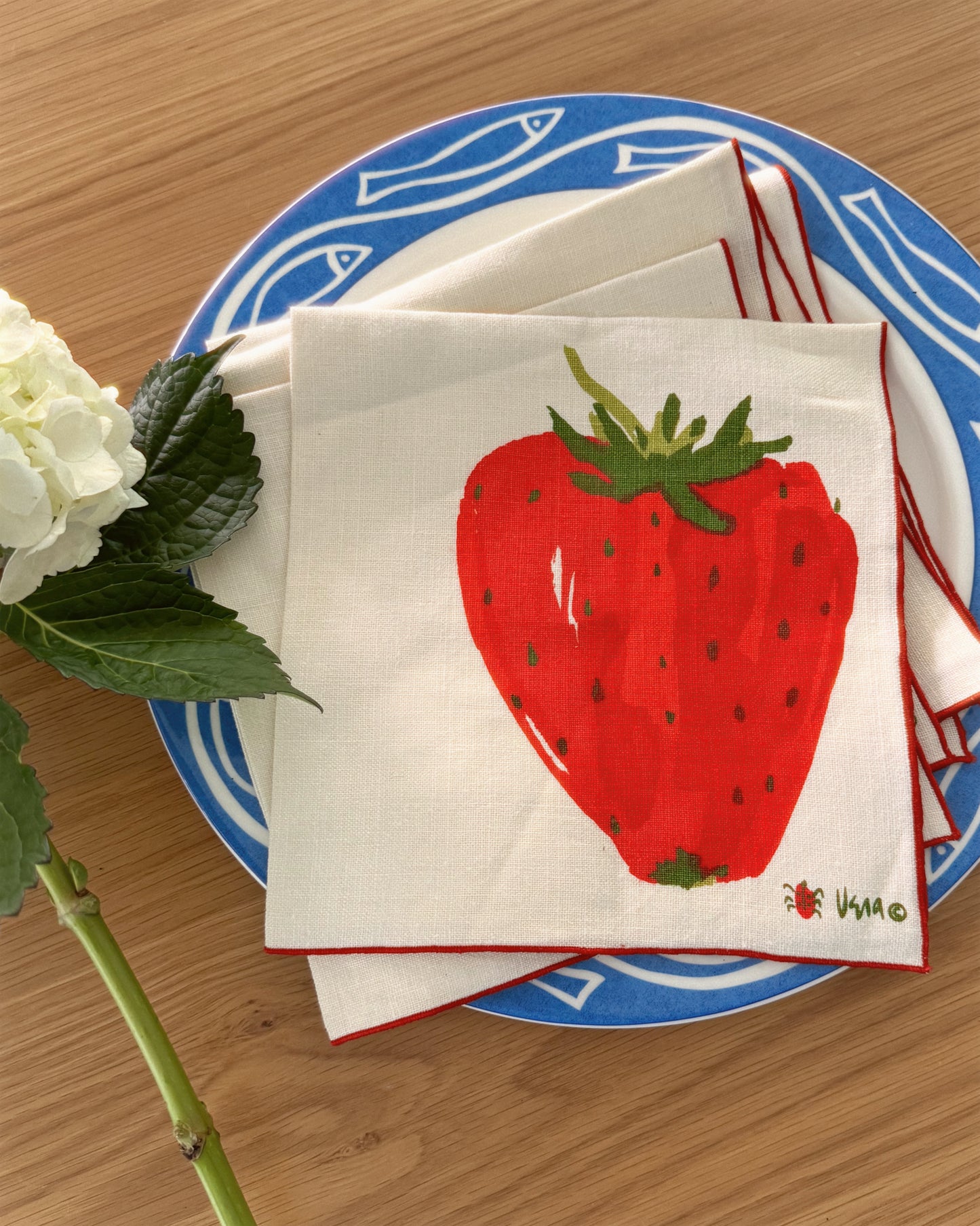 1960s Strawberry Napkins, Set of 4