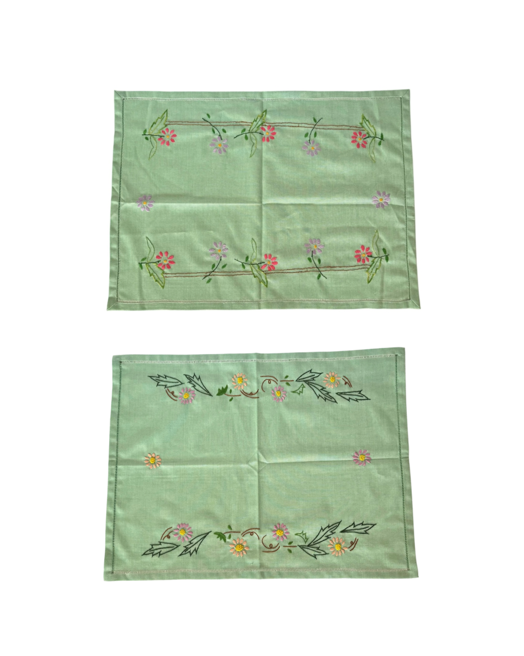 Vintage Embroidered Napkins, Set of 2