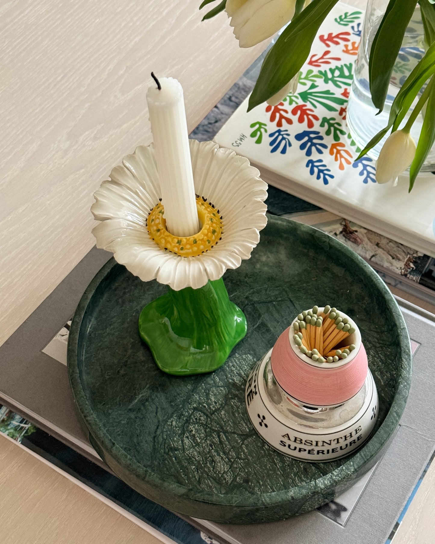 Vintage Italian Flower Candlestick Holder