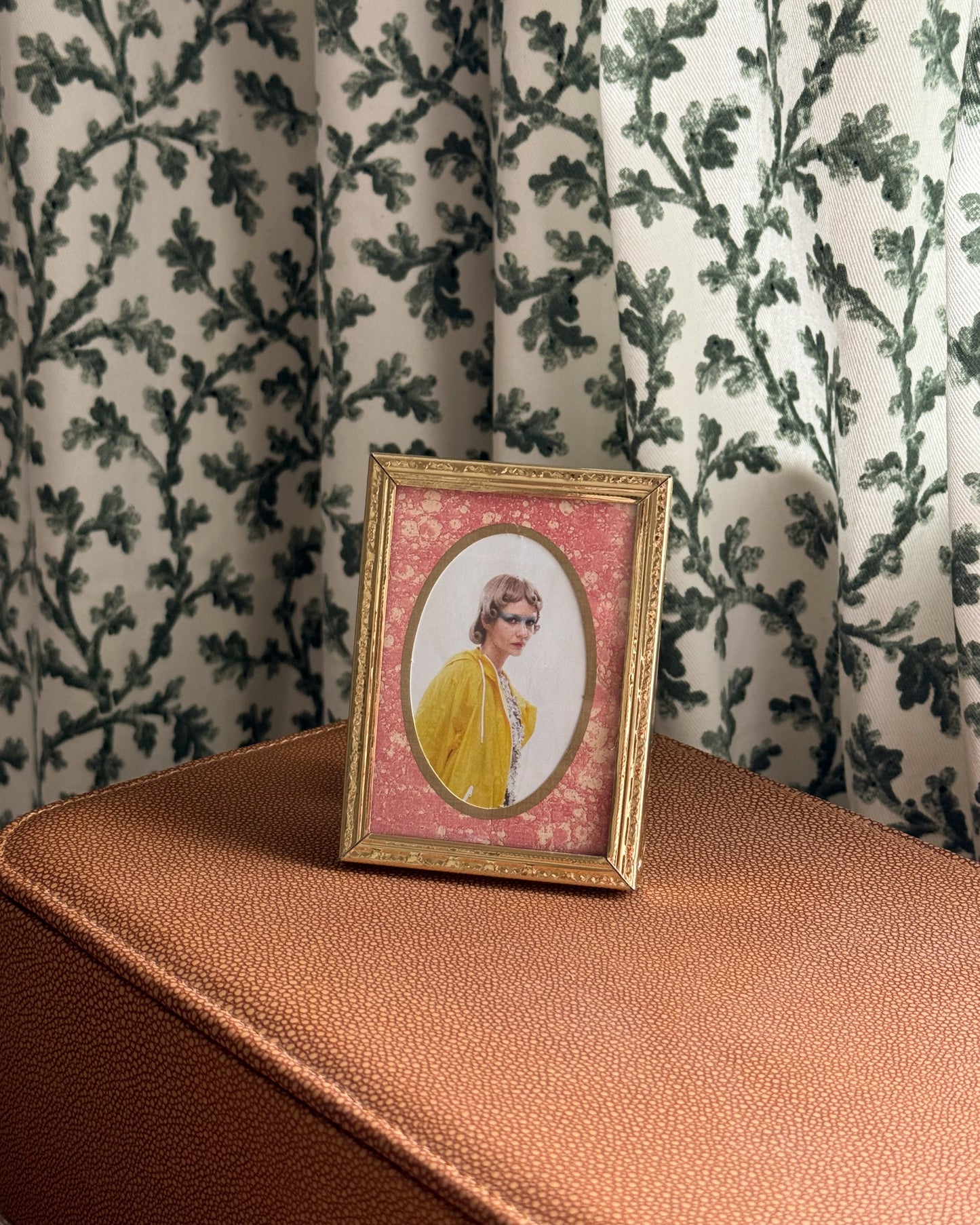 Small Brass Picture Frame with Oval Mat