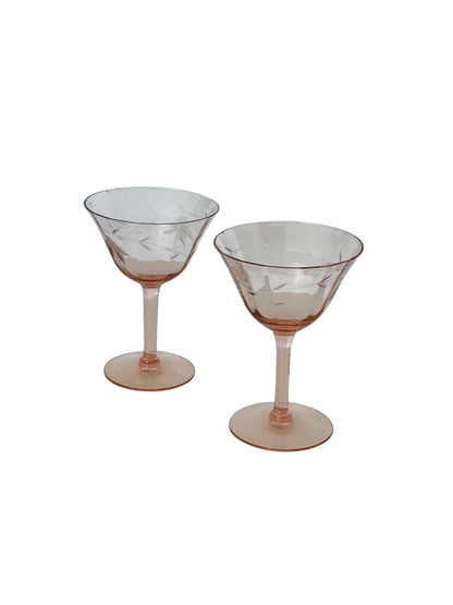 Pink Depression Glasses, Set of 2