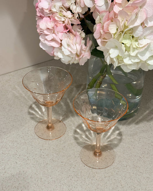 Pink Depression Glasses, Set of 2
