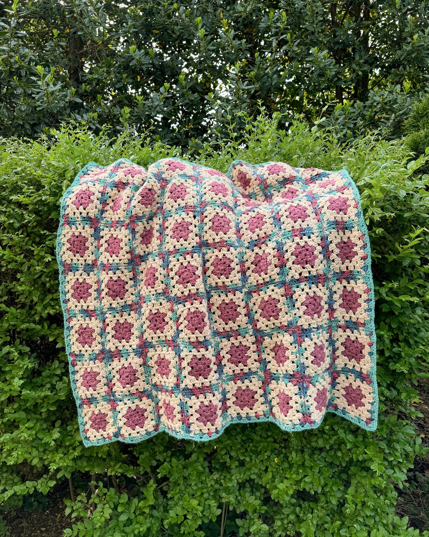 Small Blue Granny Square Blanket