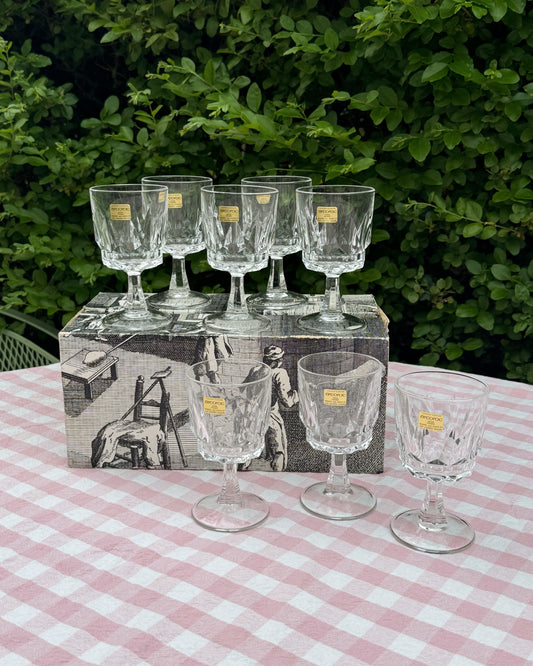 Vintage French Wine Glasses, Set of 8